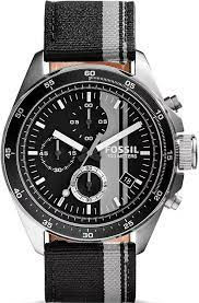 Horlogeband Fossil CH2959 Leder/Textiel Zwart 22mm